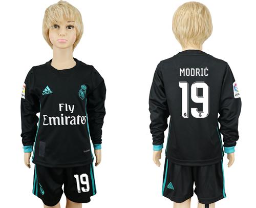 Real Madrid #19 Modric Away Long Sleeves Kid Soccer Club Jersey